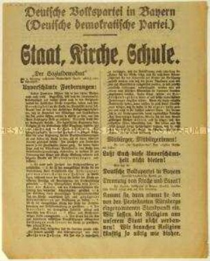 Aufruf der Deutschen Volkspartei in Bayern zur Wahl des bayerischen Landtags und der Nationalversammlung 1919