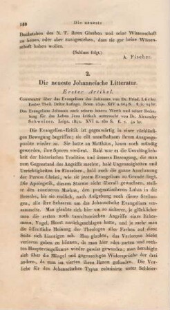 140-170 Die neueste Johanneische Literatur