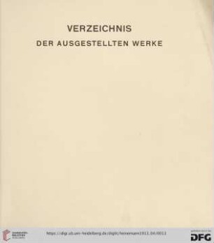Verzeichnis der ausgestellten Werke (Nr. 1-187=