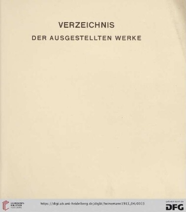 Verzeichnis der ausgestellten Werke (Nr. 1-187=