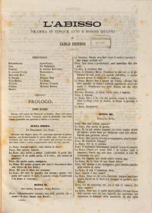 L' Abisso : Dramma di Dickens Con una incisione