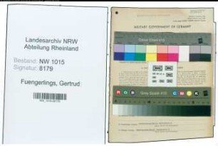 Entnazifizierung Gertrud Fuengerlings , geb. 07.12.1890 (Kassiererin)