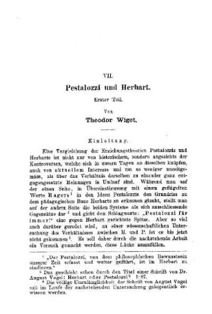 Pestalozzi und Herbart : erster Teil ; (Schluß folgt)