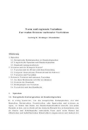 Norm und regionale Variation : zur realen Existenz nationaler Varietäten (VarioLingua : Nonstandard - Standard - Substandard ; 23)