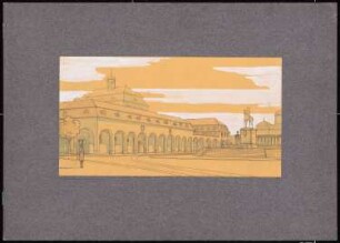 Großherzogliches Museum, Darmstadt Ausführungsprojekt ab 1896: Perspektivische Ansicht der Platzgestaltung