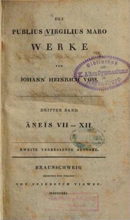 Des Publius Vergilius Maro Werke, 3. Aeneis VII - XII