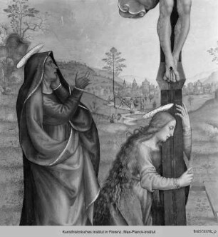 Christus am Kreuz mit Maria, Magdalena und Johannes dem Evangelisten