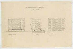 Geschäfts- und Bürohaus Kurfürstendamm 43, Berlin-Charlottenburg: Ansichten und Schnitt