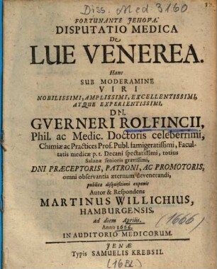 Disputatio Medica De Lue Venerea