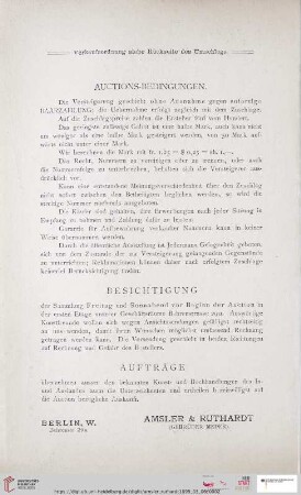 Auctions-Bedingungen / Besichtigung / Aufträge