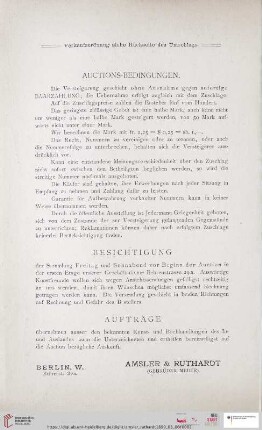 Auctions-Bedingungen / Besichtigung / Aufträge