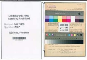 Entnazifizierung Friedrich Sperling , geb. 10.11.1904 (Lagerarbeiter)