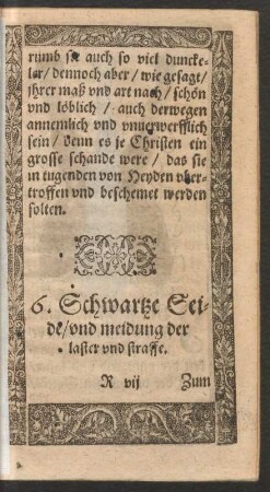 6. Schwartze Seide/ und meidung der laster und straffe.