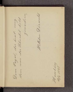 Wilhelm Dörwald. – Hamburg, 13.04.1898