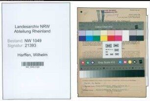 Entnazifizierung Wilhelm Harffen , geb. 25.09.1895 (Lokomotivfuehrer)
