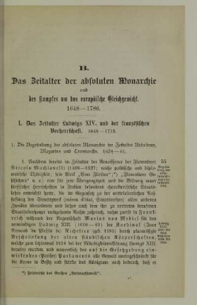 B. Das Zeitalter der absoluten Monarchie und des Kampfes um das europäische Gleichgewicht, 1648-1786