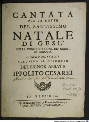 Cantata per la Notte del Santissimo Natale di Gesù
