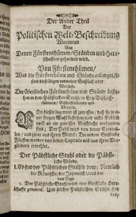 Von [Geistlichen ]Fürstenthümen [...]