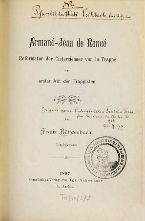 Armand-Jean de Rancé, Reformator der Cistercienser von La Trappe und erster Abt der Trappisten