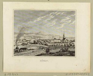 Stadtansicht von Löbau in der Oberlausitz, aus Schiffners Beschreibung von Sachsen um 1840