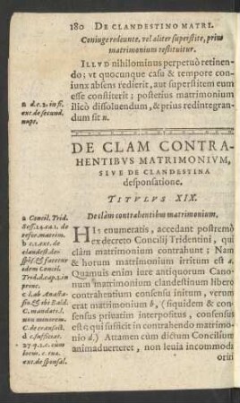 De Clam Contrahentibus Matrimonium ... Titulus XIX.