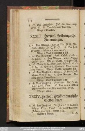 XXXIII. Herzogl. Lothringische Goldmünzen.