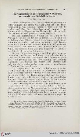 Prüfungsverfahren photographischer Objective, angewandt von Steinheil in Paris