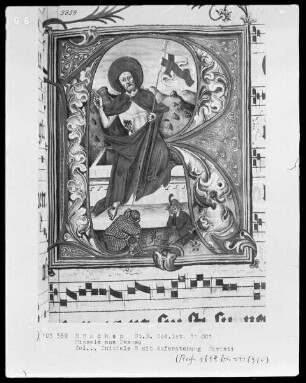 Missale — Initiale R mit der Auferstehung Christi