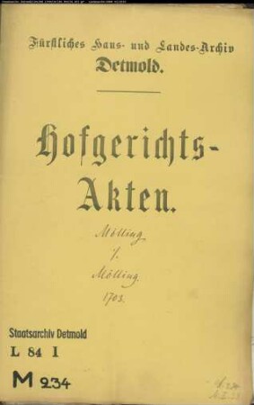 Mölling, Ludwig gegen Johann Bernd Möllings Witwe zu Blomberg - Erbteilung