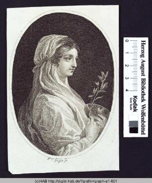 Porträt einer Frau mit Zweig.