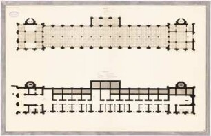 Erbauung der Neubrunn-Colonnade, Karlsbad: Grundriss Souterrain und Hauptgeschoss