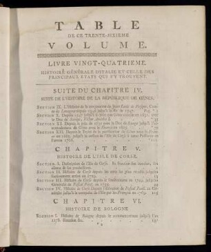 Table de ce Trente-Sixieme Volume.