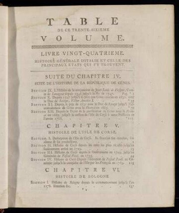 Table de ce Trente-Sixieme Volume.