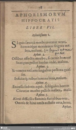 Liber VII. Aphorismus I.