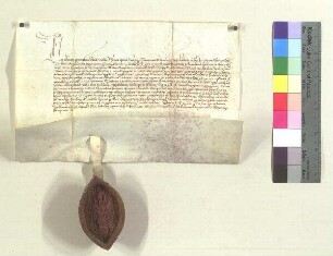 Abt Johannes, Prior Thomas und der Konvent von Kloster Seeon (Sewen) schließen eine Gebetsverbrüderung mit St. Zeno;. S1: Abt Johannes v. Kloster Seeon, S2: Konvent Seeon