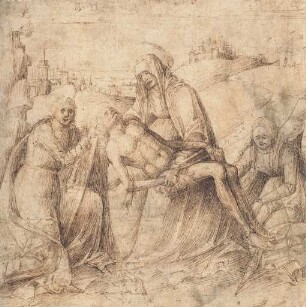 Maria mit dem Leichnam Christi auf dem Schoß zwischen Johannes und Magdalena