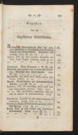 Register über die angeführten Schriftsteller.