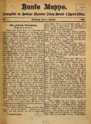 Bunte Mappe : Sonntagsblatt der Bamberger Allgemeinen Zeitung (Baunach- und Itzgrund-Zeitung). 1891
