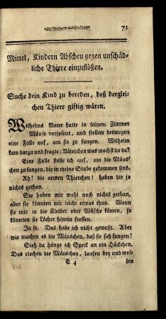 Mittel, Kindern Abscheu gegen unschädliche Thiere einzuflößen.
