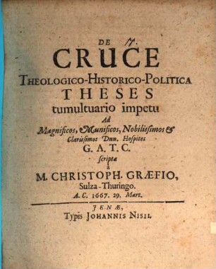 De cruce theologico-historico-politica theses