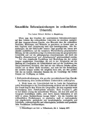 Neuzeitliche Reformbestrebungen im erdkundlichen Unterricht