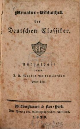 Anthologie aus J. A. Musäus Volksmärchen, 1