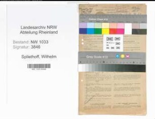 Entnazifizierung Wilhelm Spliethoff , geb. 13.02.1895 (Polizeimeister)
