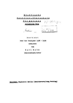 1938/40: Bericht über das Schuljahr ... - 1938/39
