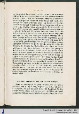 Englische Erziehung nach der aktiven Methode.