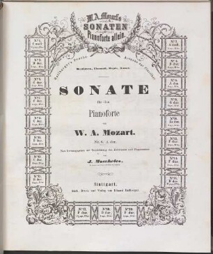 Sämmtliche Sonaten für das Pianoforte. 6. Sonate : A-Dur ; [KV 331]. - 15 S.