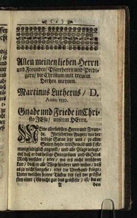 Allen meinen lieben H errn und Freunden/ Pfarrherrn und Predigern/ die Christentum mit treuem Hertzen meynen