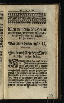 Allen meinen lieben H errn und Freunden/ Pfarrherrn und Predigern/ die Christentum mit treuem Hertzen meynen