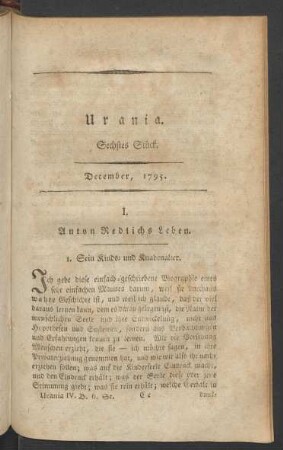 Sechstes Stück. December, 1795