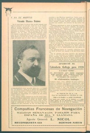 Y va de muertos : Vicente Blasco Ibáñez